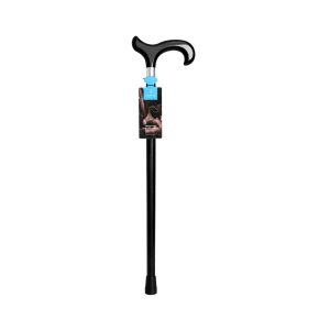Gastrock Damen-Derby Gehstock Schwarz mit Chromband